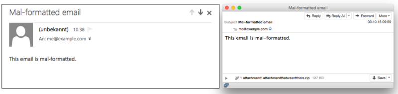 Mal-formatted email